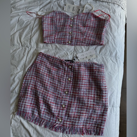 Zara set - matching top & skirt with pearl details! - Picture 1 of 2